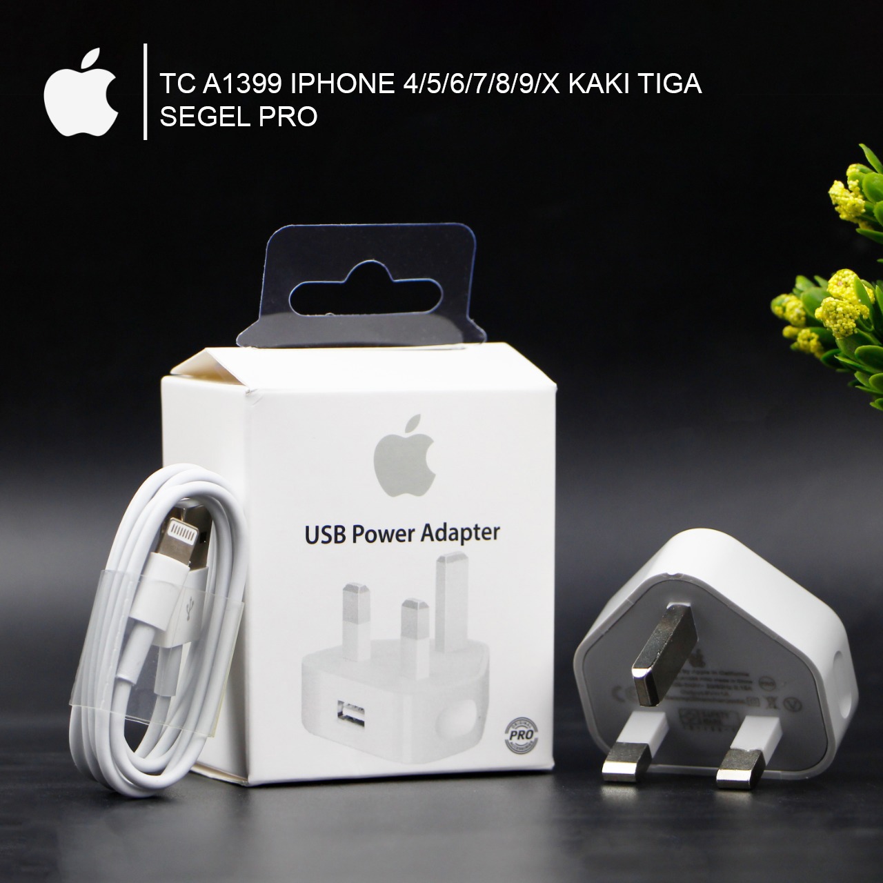TRAVEL CHARGER A1399 IPHONE 4/5/6/7/8/9/x TIGA KAKI 